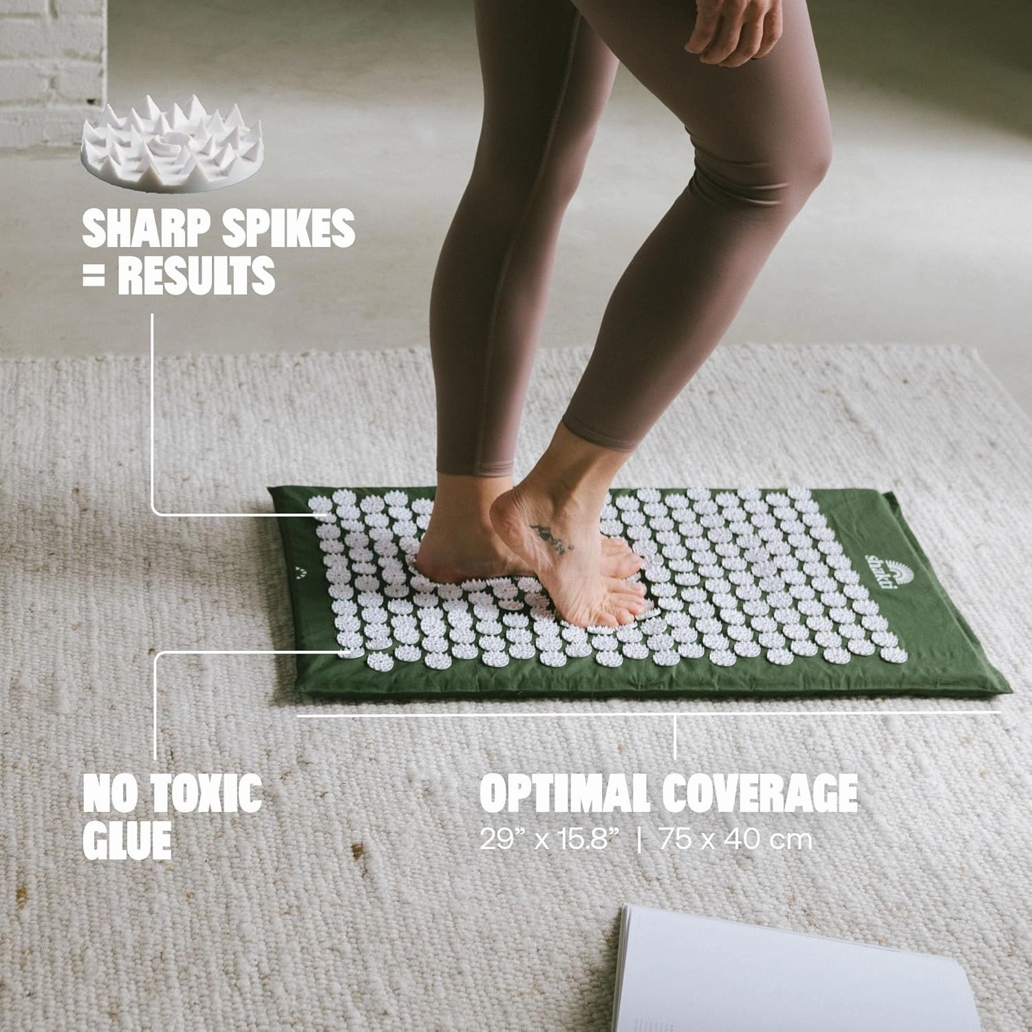 ShaktiMat Classic Acupressure Mat Original Intensity in Green, Relieves Stress & Tension, Promotes Relaxation & Focus | Similar to Acupuncture, No Needles Required | FSA/HSA Eligible