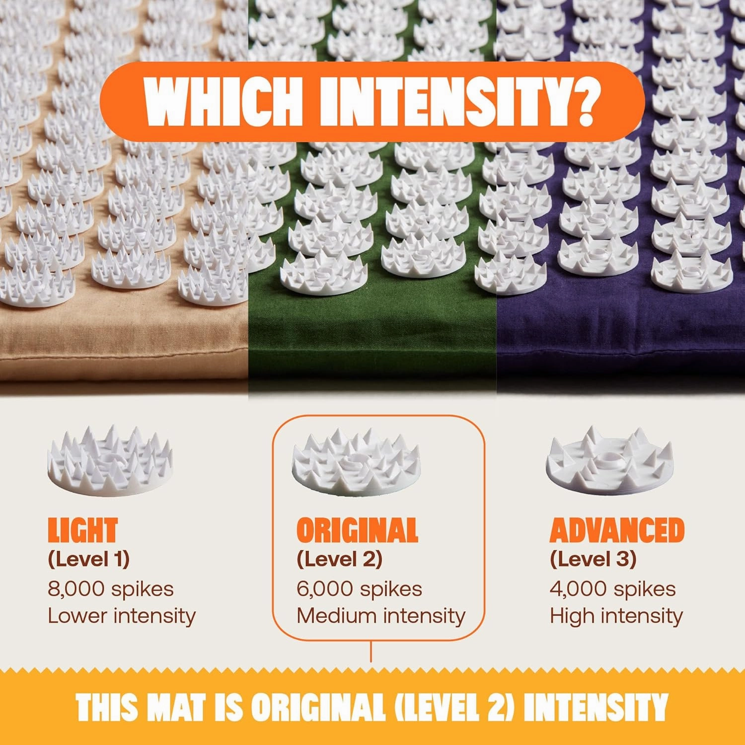 ShaktiMat Classic Acupressure Mat Original Intensity in Orange, Relieves Stress & Tension, Promotes Relaxation & Focus | Similar to Acupuncture, No Needles Required | FSA/HSA Eligible