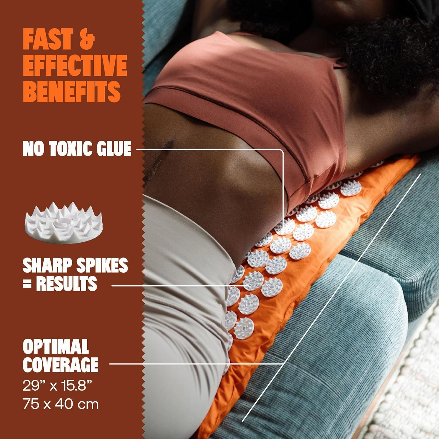 ShaktiMat Classic Acupressure Mat Original Intensity in Orange, Relieves Stress & Tension, Promotes Relaxation & Focus | Similar to Acupuncture, No Needles Required | FSA/HSA Eligible