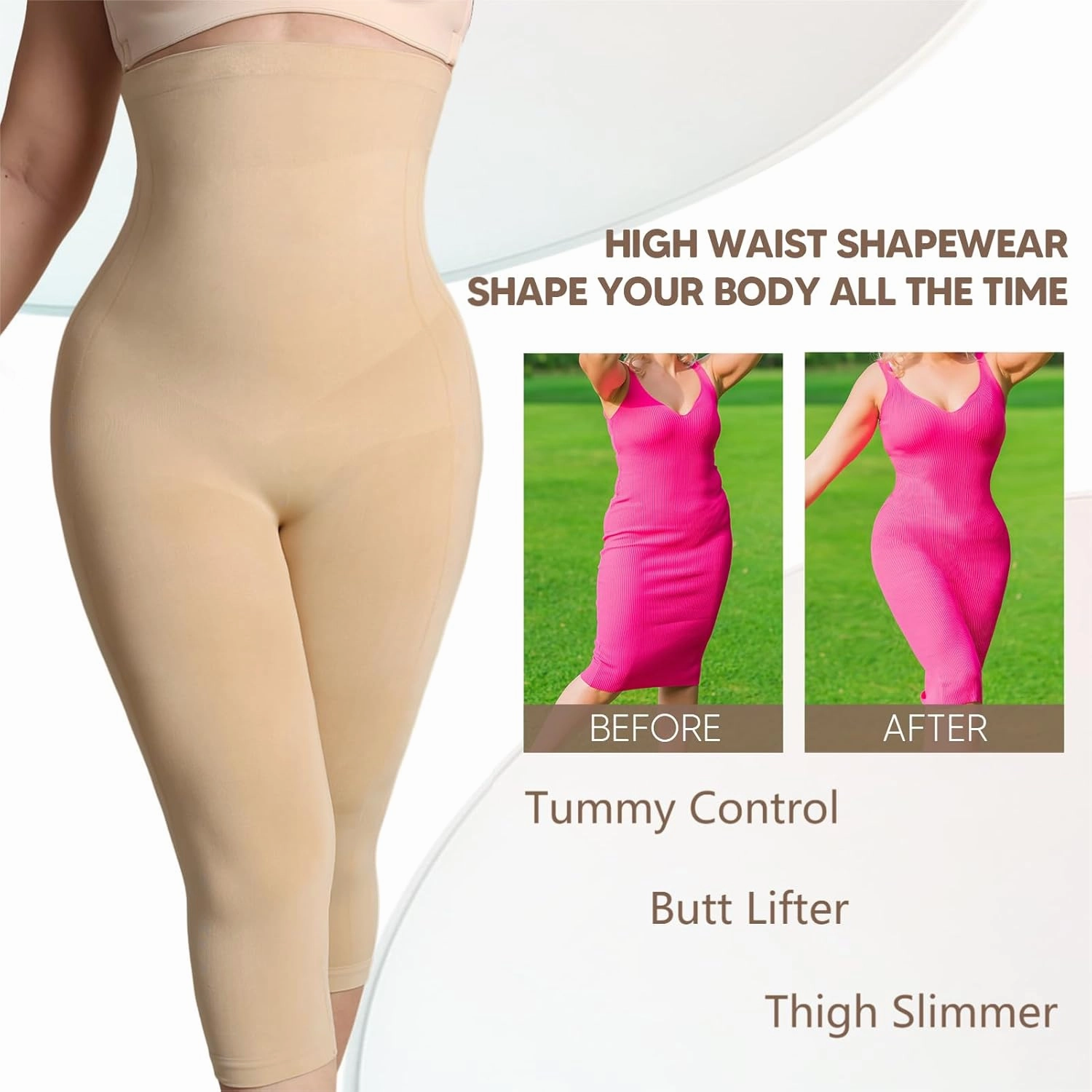 Shapewear Leggings for Women Tummy Control High Waisted Seamless Body Shaper Butt Lift Thigh Slimmer