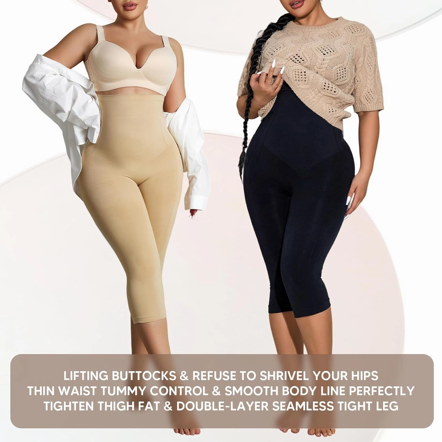 Shapewear Leggings for Women Tummy Control High Waisted Seamless Body Shaper Butt Lift Thigh Slimmer