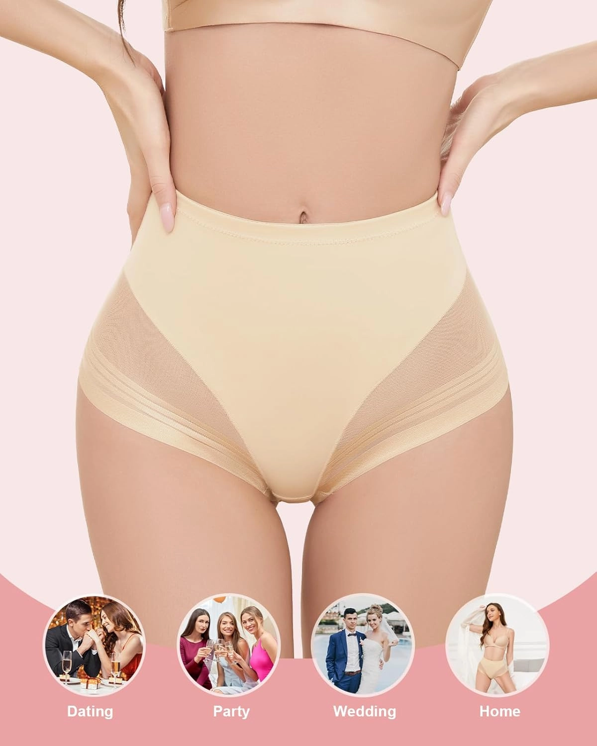 Shapewear Tummy Control Panties - Womens Shaping Underwear Compression Briefs Low Rise Cincher Bodyshaper Girdle Panty