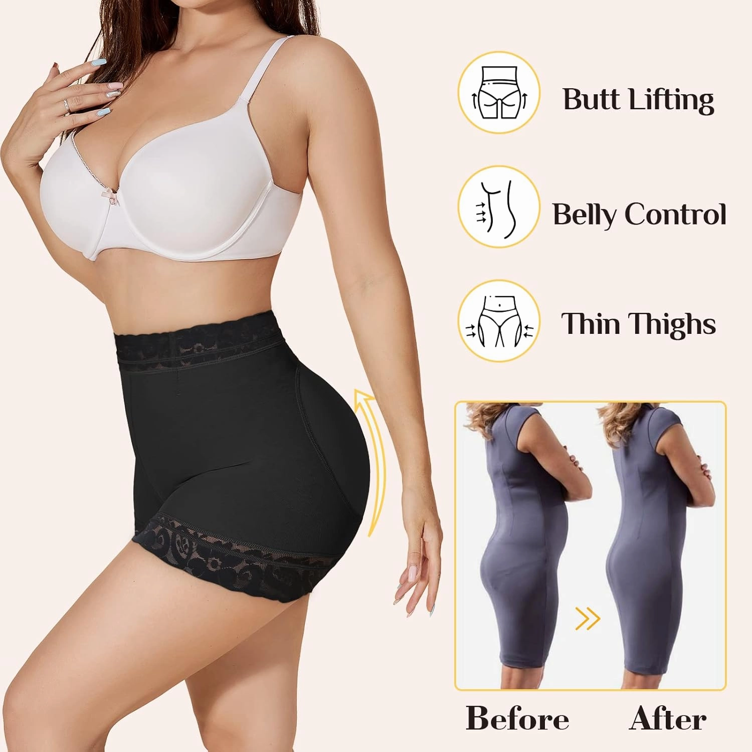 SHAPSHE Butt Lifting Shapewear Body Shaper Shorts Tummy Control Underwear for Women Thigh Slimming Shapewear Panties