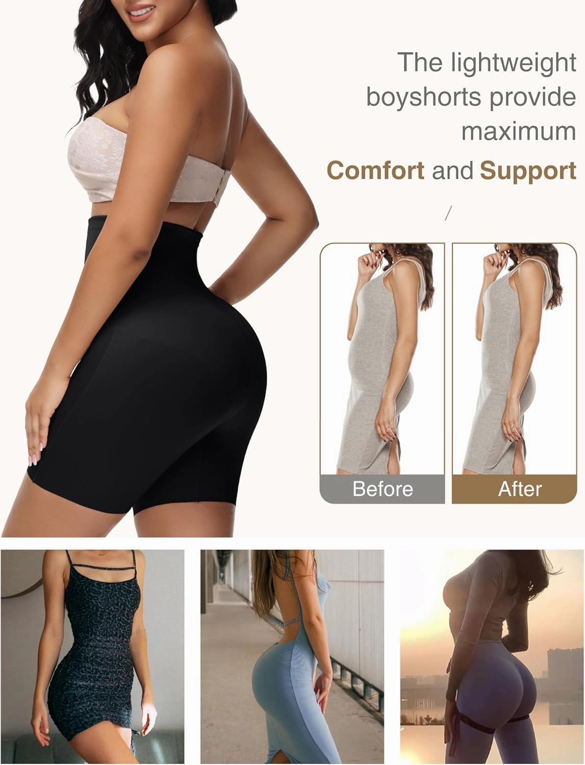 SHAPSHE High Waisted Shapewear Faja Shorts Butt Lifting Panties Thigh Slimmer Shapewear Tummy Control Shorts