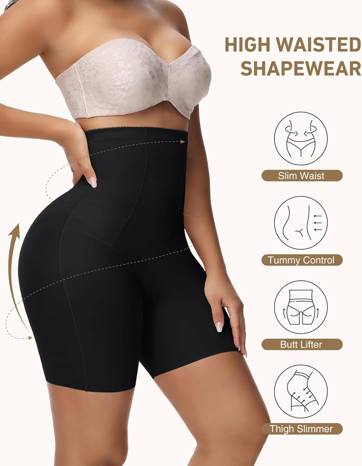 SHAPSHE High Waisted Shapewear Faja Shorts Butt Lifting Panties Thigh Slimmer Shapewear Tummy Control Shorts