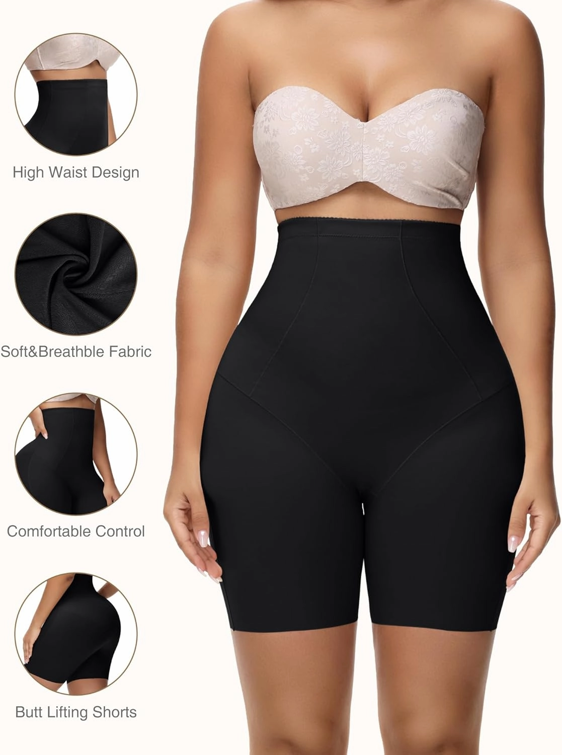 SHAPSHE High Waisted Shapewear Faja Shorts Butt Lifting Panties Thigh Slimmer Shapewear Tummy Control Shorts