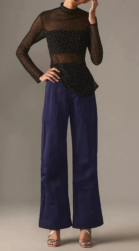 Sheer Mesh Long Sleeve Layering Top for Women Mock Neck Floral Lace Tshirt See Through Tee Shirt Blouse