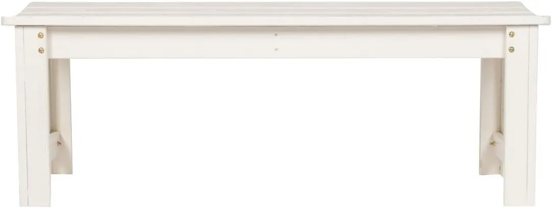 Shine Company Outdoor Wooden Backless Patio Garden Bench, 4 Ft, Eggshell White