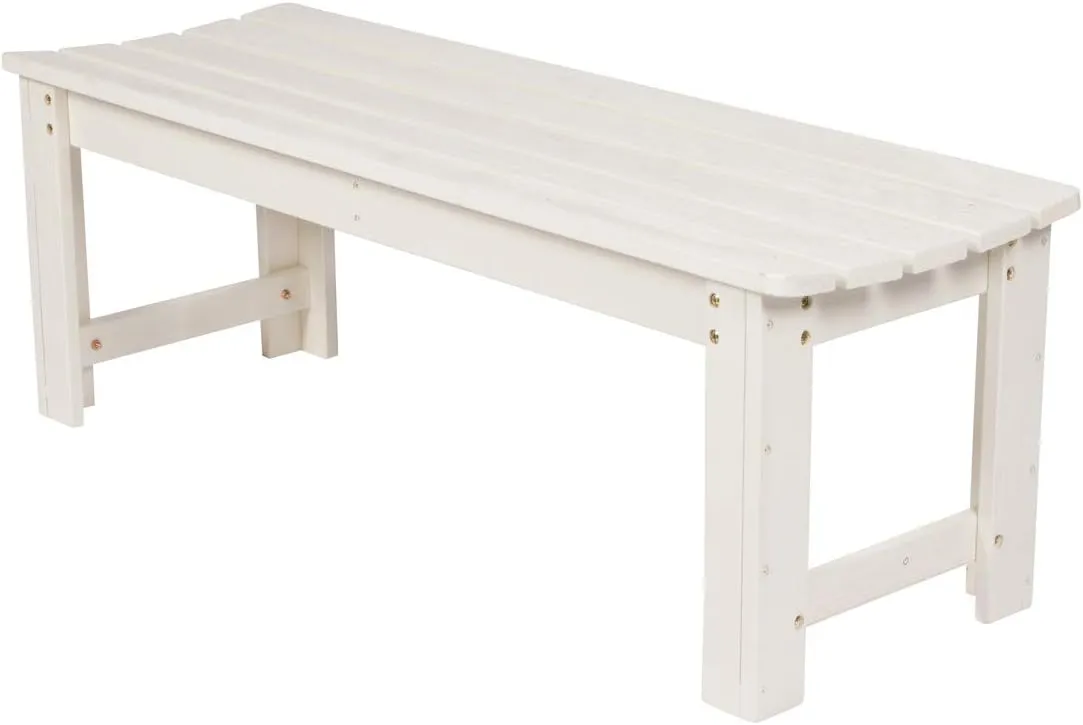 Shine Company Outdoor Wooden Backless Patio Garden Bench, 4 Ft, Eggshell White