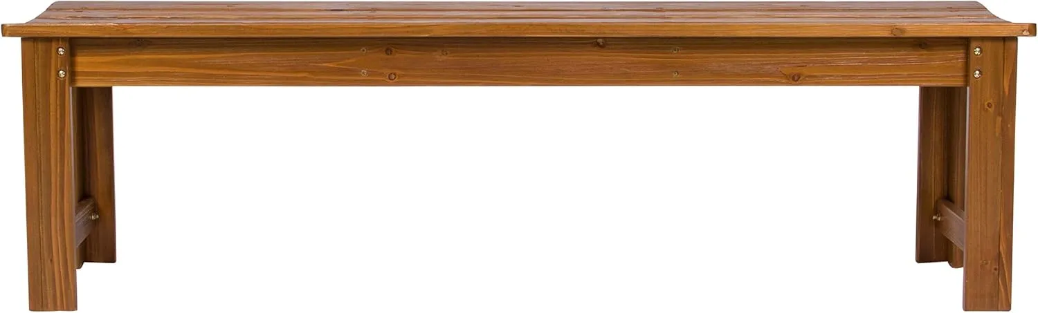 Shine Company Outdoor Wooden Backless Patio Garden Bench, 5 Ft, Oak