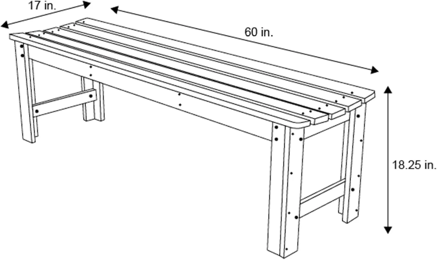Shine Company Outdoor Wooden Backless Patio Garden Bench, 5 Ft, Oak