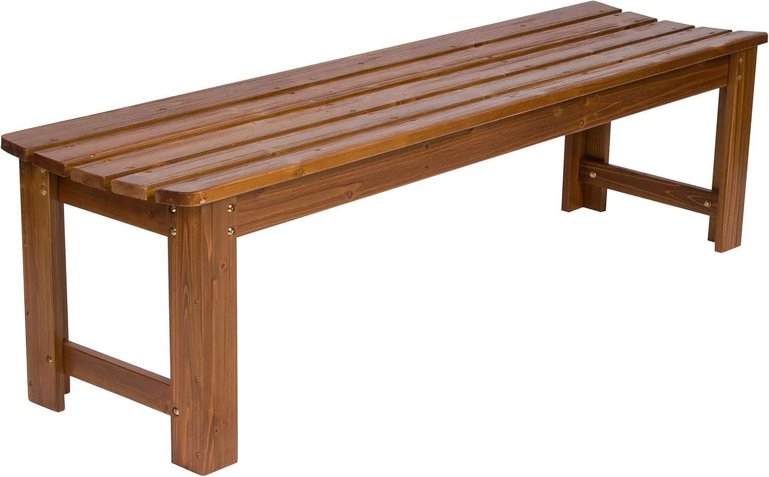 Shine Company Outdoor Wooden Backless Patio Garden Bench, 5 Ft, Oak