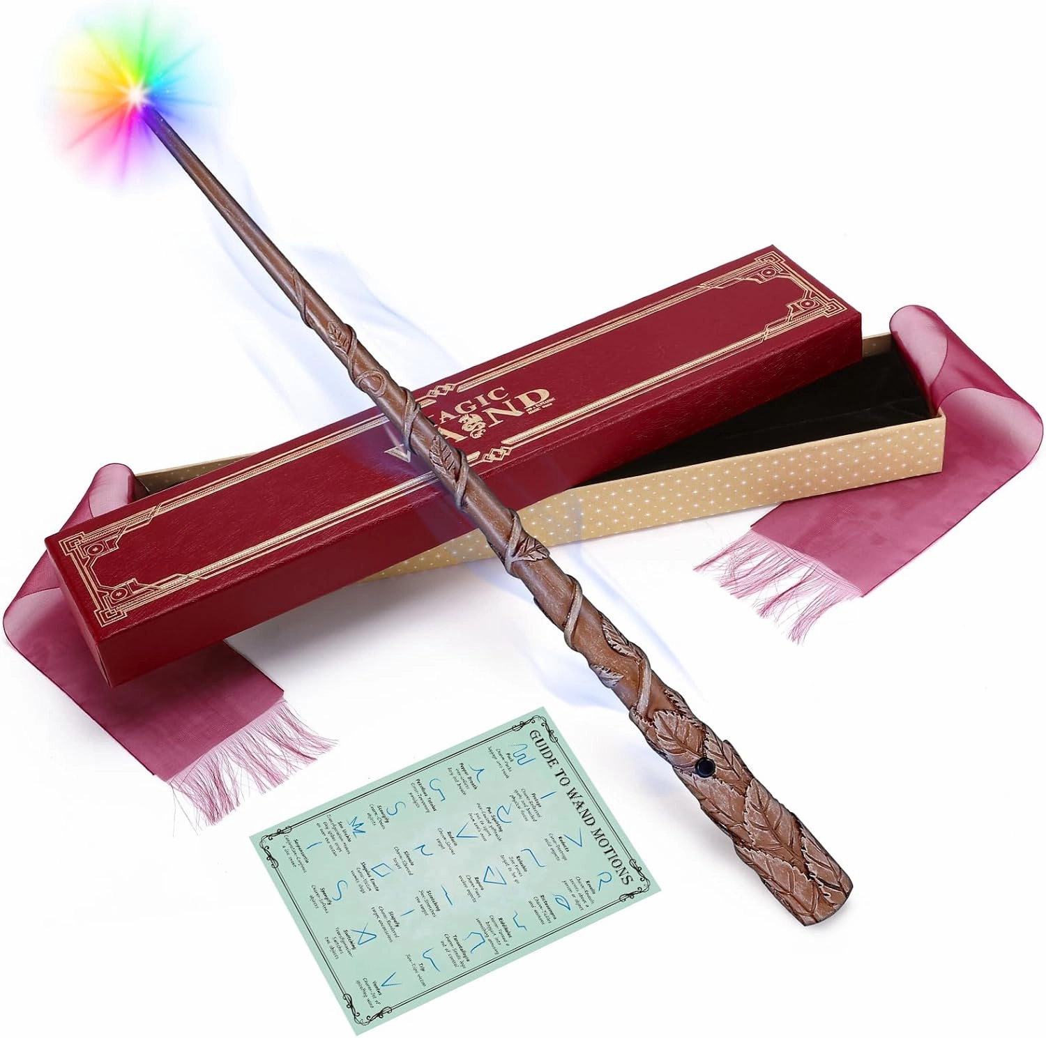 ShinySong Rechargeable Light Up Wizard Wand with Gradient Lighting,Illuminating Magic Witch Wands for Kids Christmas Cosplay Party, Vine