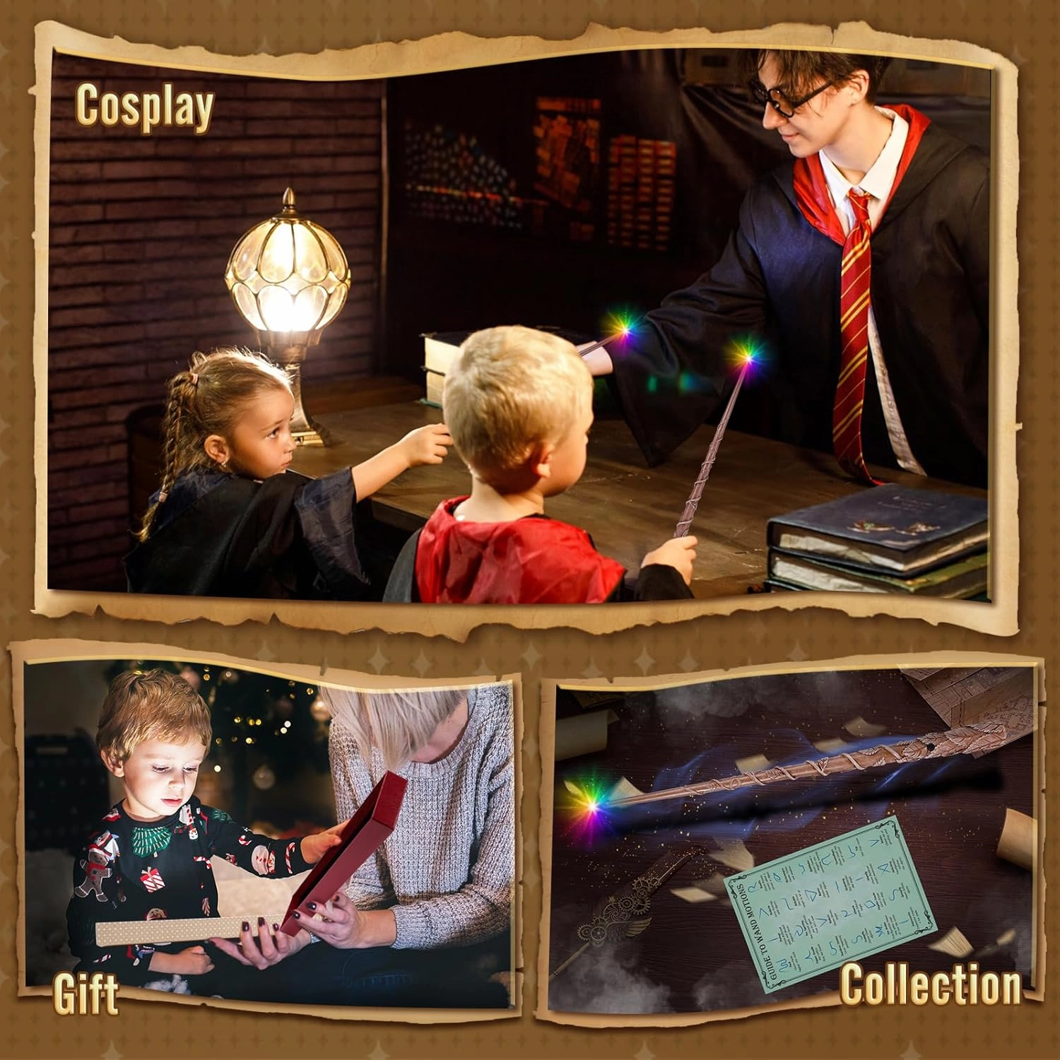 ShinySong Rechargeable Light Up Wizard Wand with Gradient Lighting,Illuminating Magic Witch Wands for Kids Christmas Cosplay Party, Vine