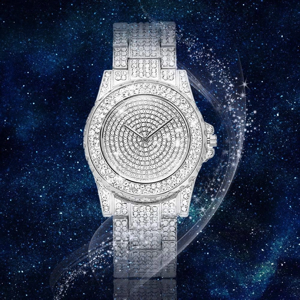 SIBOSUN Watches for Women Women's Wrist Watches Bracelet Fashion Bangle Womens Watch/Iced Out Watch Diamond Watches for Men Luxury Mens/Womens Watches Unisex Crystal Stainless Steel Bling Men
