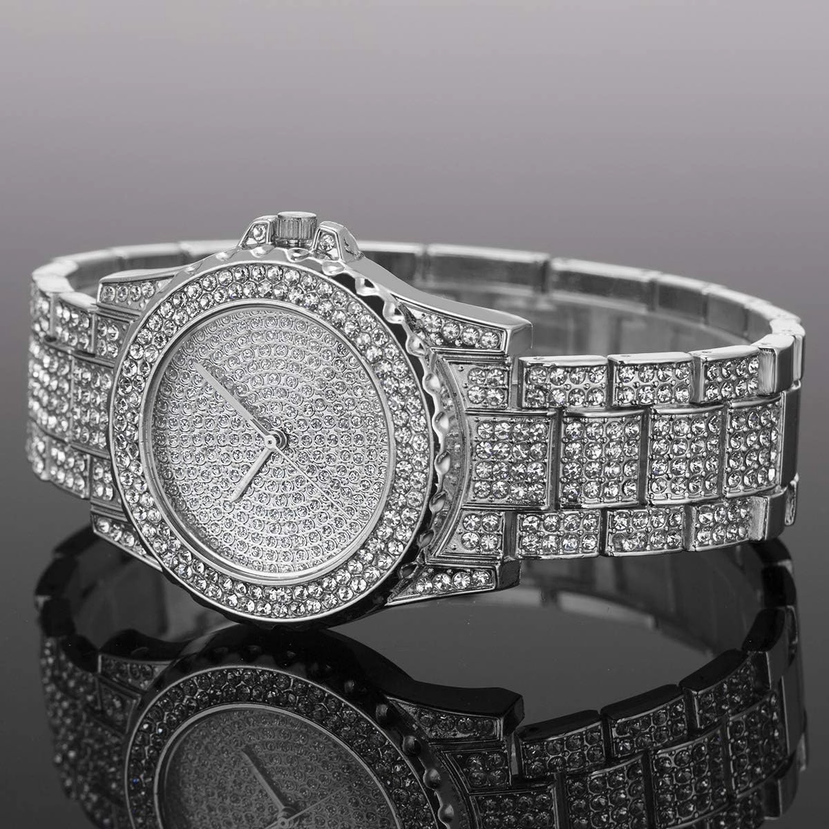 SIBOSUN Watches for Women Women's Wrist Watches Bracelet Fashion Bangle Womens Watch/Iced Out Watch Diamond Watches for Men Luxury Mens/Womens Watches Unisex Crystal Stainless Steel Bling Men