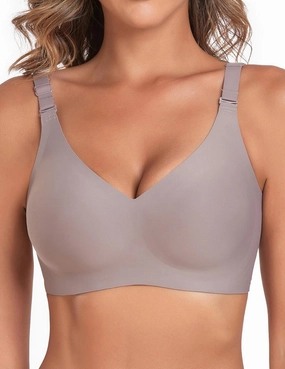 Silky Bras for Women No Underwire V Neck Bralettes for Women Cloud Feel Everyday T Shirt Bra with Extender