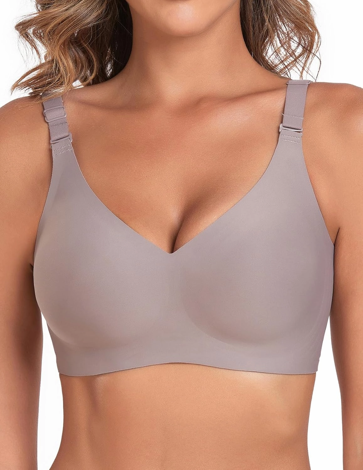 Silky Bras for Women No Underwire V Neck Bralettes for Women Cloud Feel Everyday T Shirt Bra with Extender
