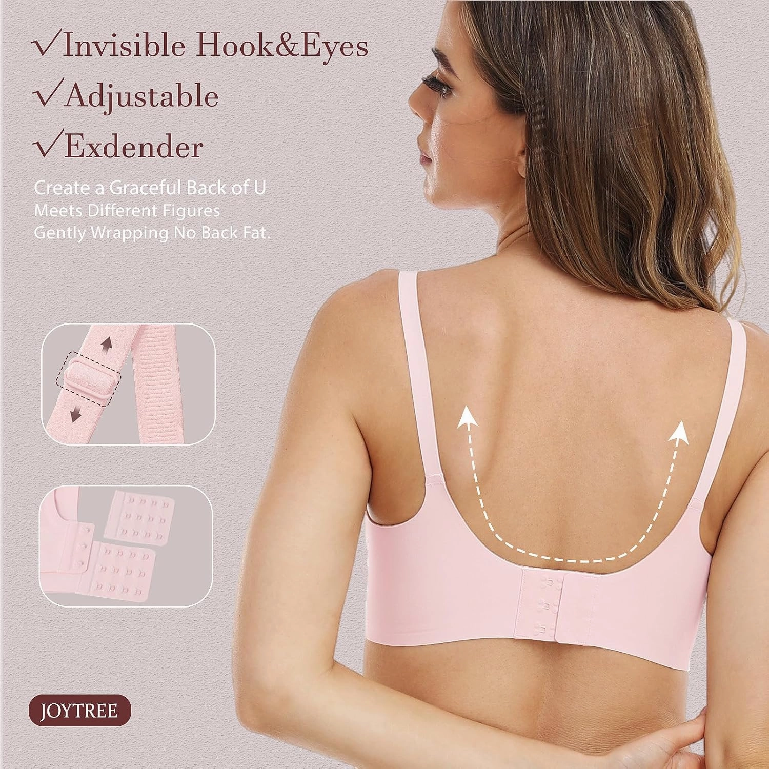 Silky Bras for Women No Underwire V Neck Bralettes for Women Cloud Feel Everyday T Shirt Bra with Extender
