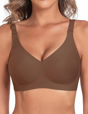 Silky Bras for Women No Underwire V Neck Bralettes for Women Cloud Feel Everyday T Shirt Bra with Extender