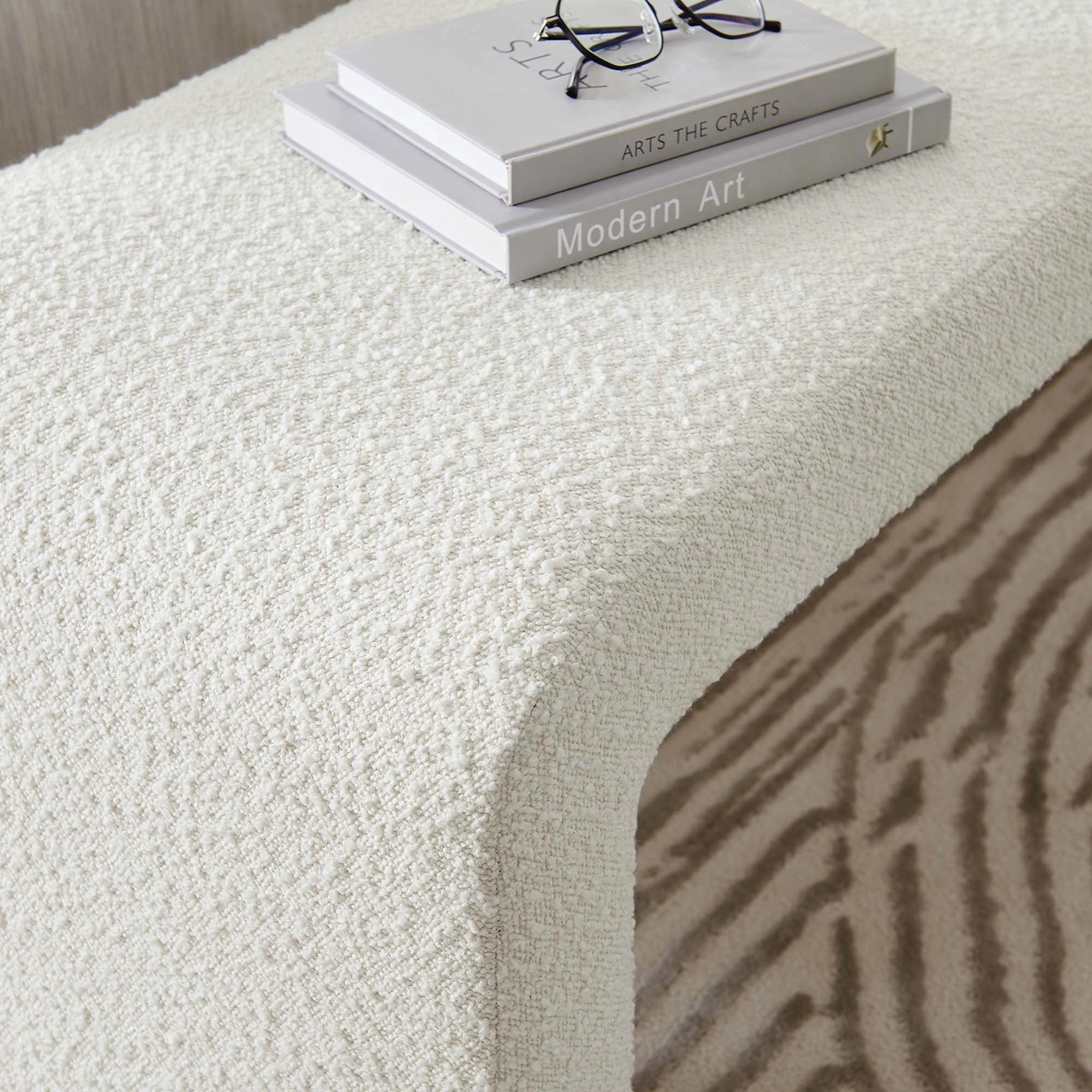 Simba Boucle Fabric Waterfall Long Bench
