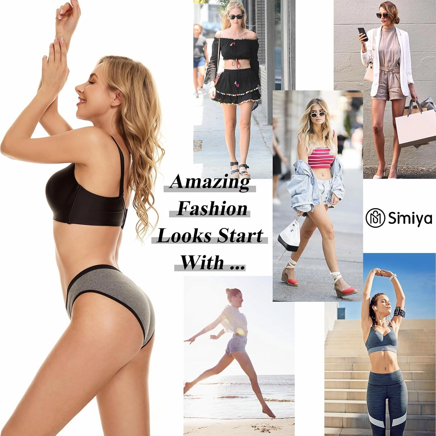 SIMIYA 7/10 Pack Cotton Underwear for Women Stretch Hipster Underwear Panties Breathable Soft Bikini Underwear