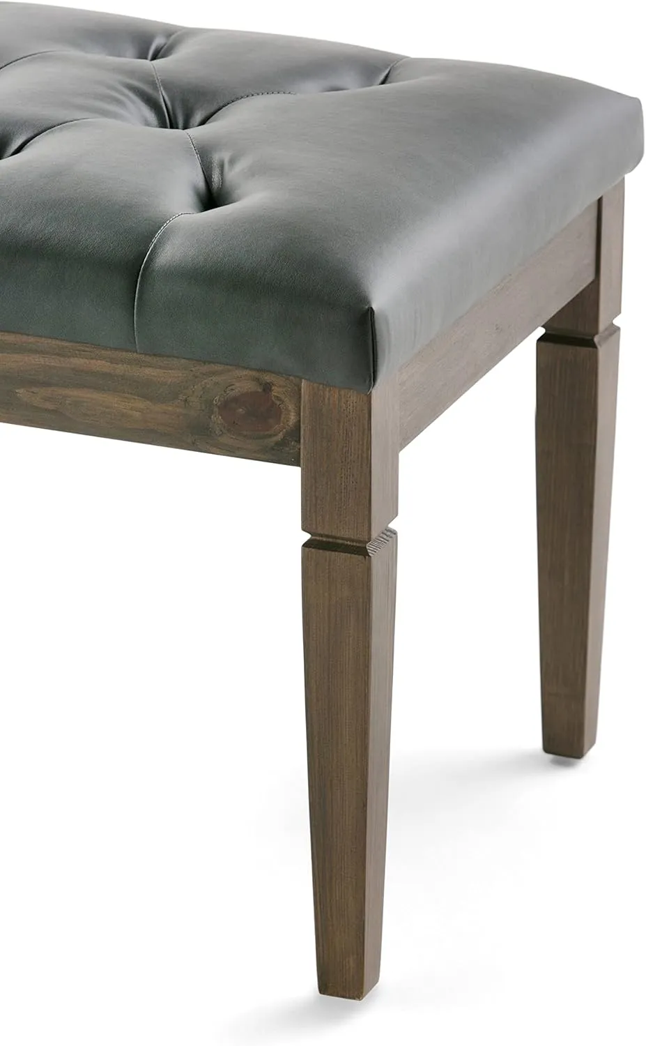 SIMPLIHOME Waverly 48 inch Wide Traditional Rectangle Tufted Ottoman Bench in Slate Grey Vegan Faux Leather, Assembled, For the Living Room and Bedroom