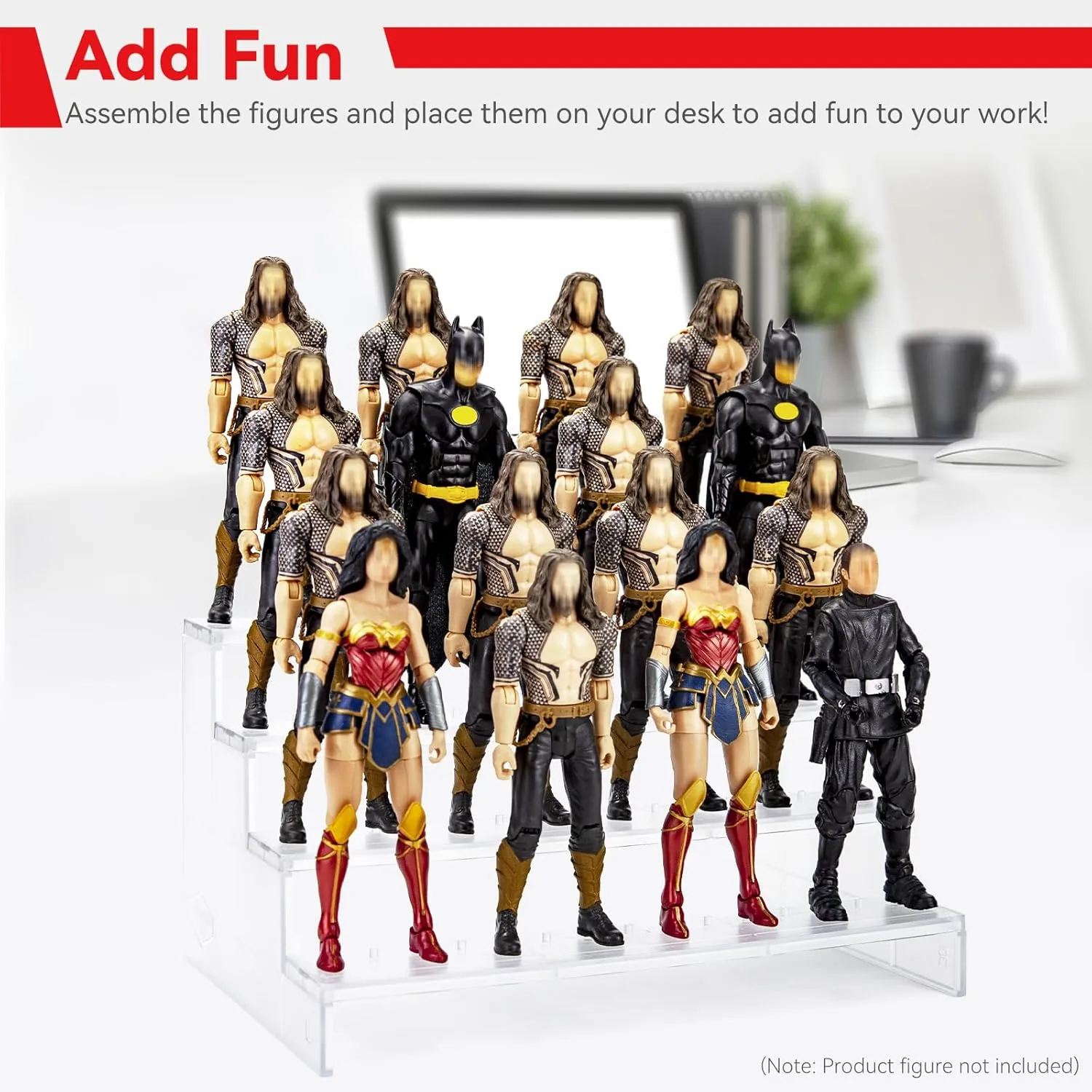 SIXPOINTS Clear Riser Display Shelf with Peg,4 Tier 6 inch Action Figure Toy Collectibles Organizer, Compatible with 1/12 Scale Marvel Legends/DC/GI Joe/Motu Figure Toy(6 inch-Clear)