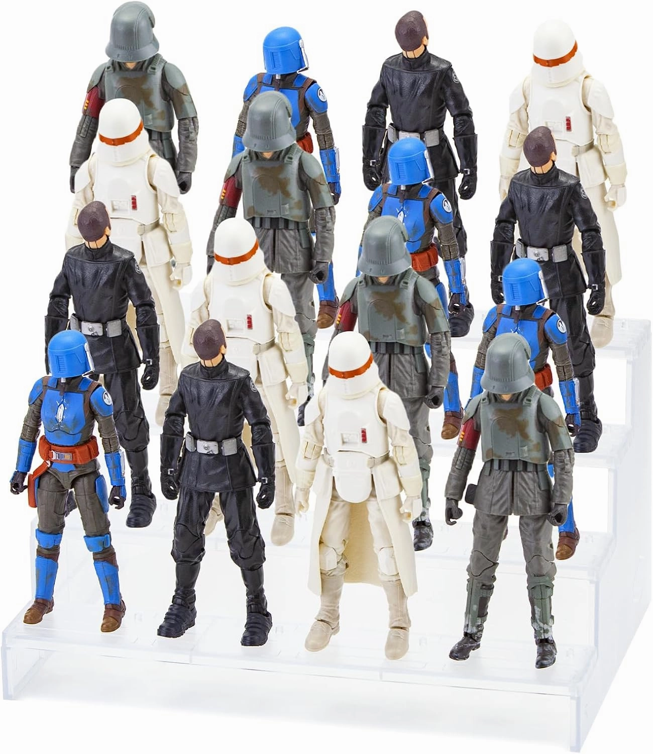 SIXPOINTS Clear Riser Display Shelf with Peg,4 Tier 6 inch Action Figure Toy Collectibles Organizer, Compatible with 1/12 Scale Star Wars Black Series Figure Toy