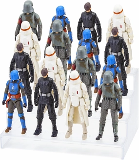 SIXPOINTS Clear Riser Display Shelf with Peg,4 Tier 6 inch Action Figure Toy Collectibles Organizer, Compatible with 1/12 Scale Star Wars Black Series Figure Toy