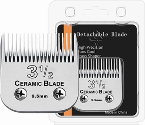 Size3-1/2 Professional Detachable Replacement Ceramic Blades Set,Compatible with Andis AGC,BDC,BGC,MBG Series,Oster Classic 76/Star-Teq/Power-Teq Clippers，Cut Length 3/8-Inch(9.5mm)