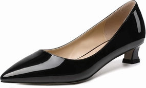 SKYSTERRY Women's Pointed Toe Patent Leather Dress Office Slip On Kitten Spool Low Heel Pumps Shoes 1.5 Inch