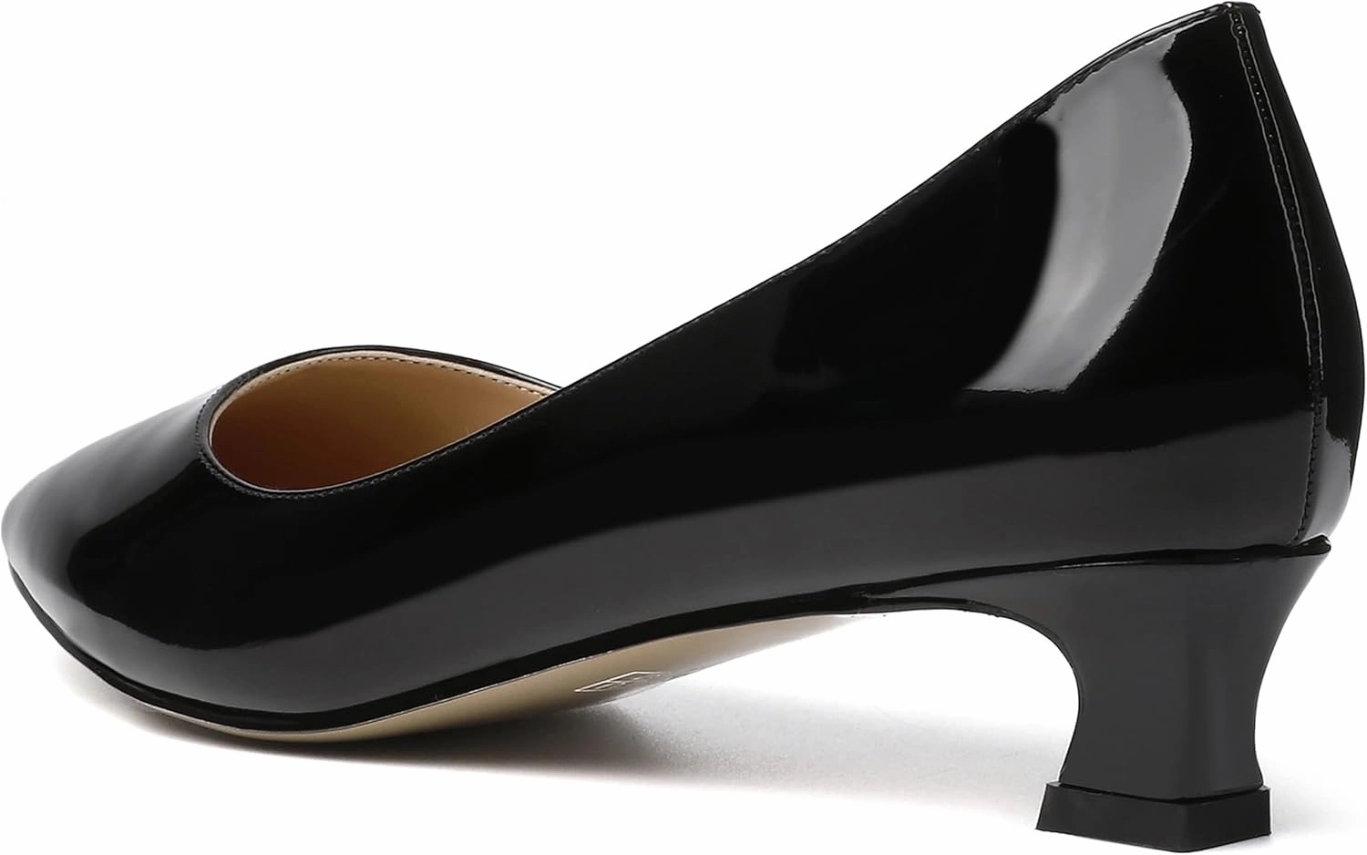 SKYSTERRY Women's Pointed Toe Patent Leather Dress Office Slip On Kitten Spool Low Heel Pumps Shoes 1.5 Inch