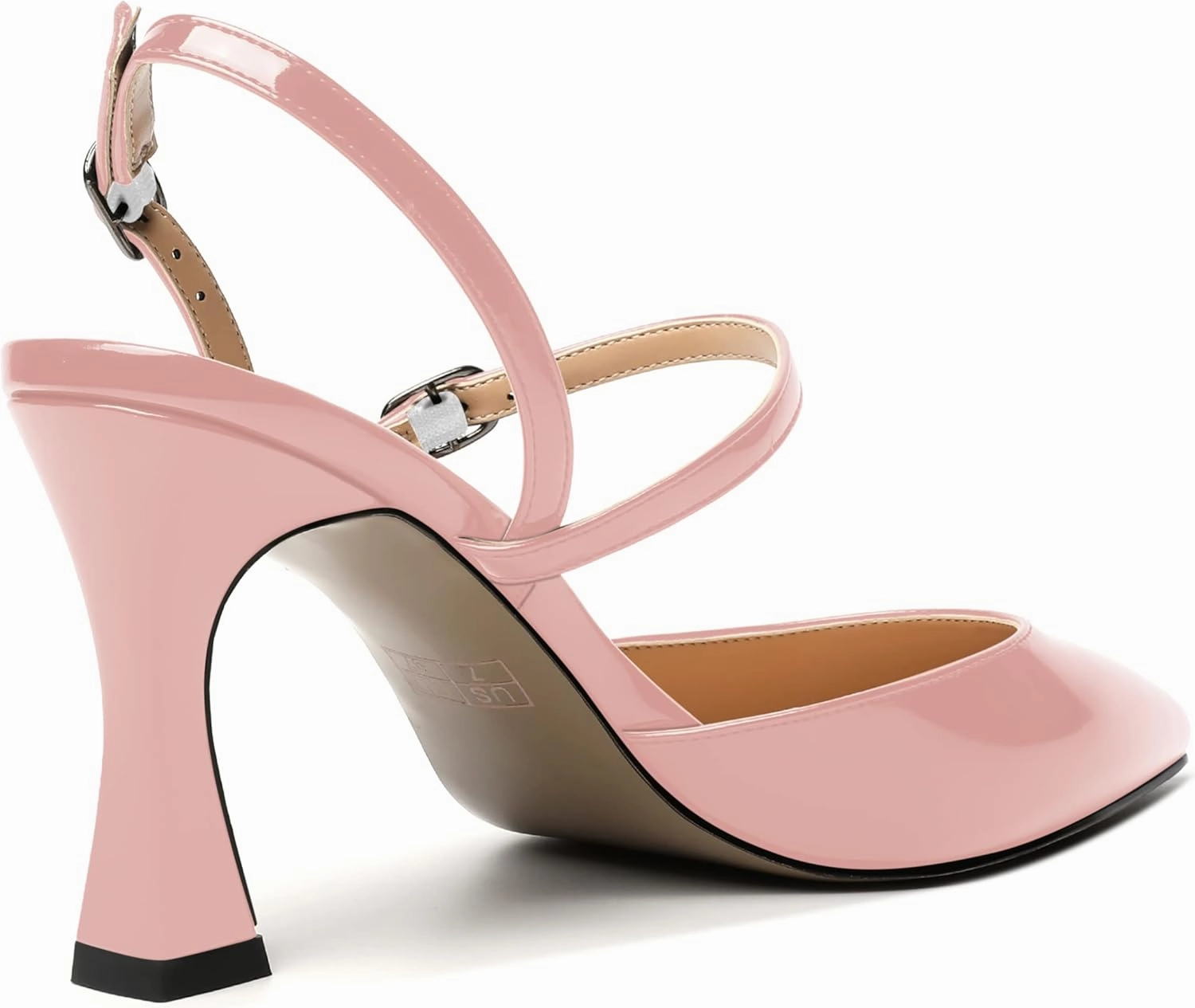 SKYSTERRY Women's Wedding Dress Patent Slingback Buckle Pointed Toe Spool High Heel Pumps Shoes 3.3 Inch