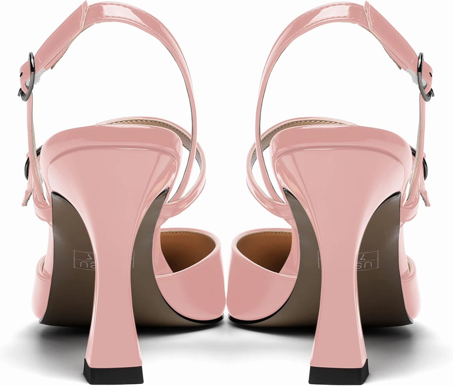 SKYSTERRY Women's Wedding Dress Patent Slingback Buckle Pointed Toe Spool High Heel Pumps Shoes 3.3 Inch