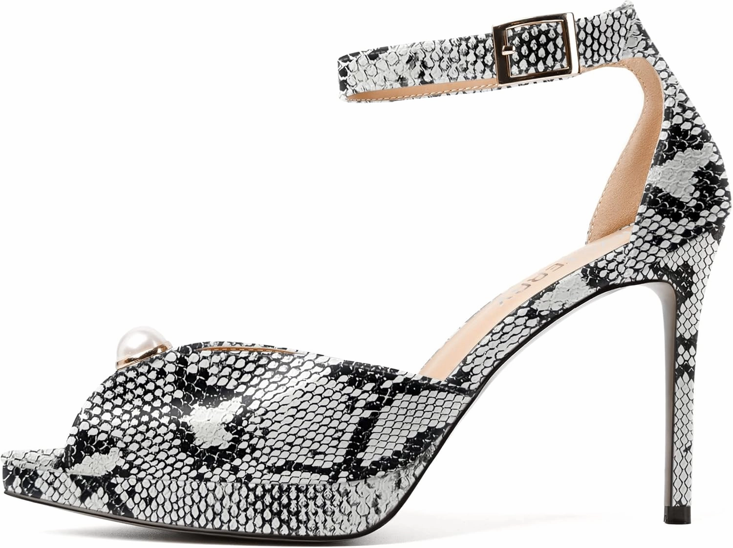SKYSTERRY Womens Cute Peep Toe Platform Patent Ankle Strap Wedding Buckle Stiletto High Heel Pumps Shoes 4 Inch