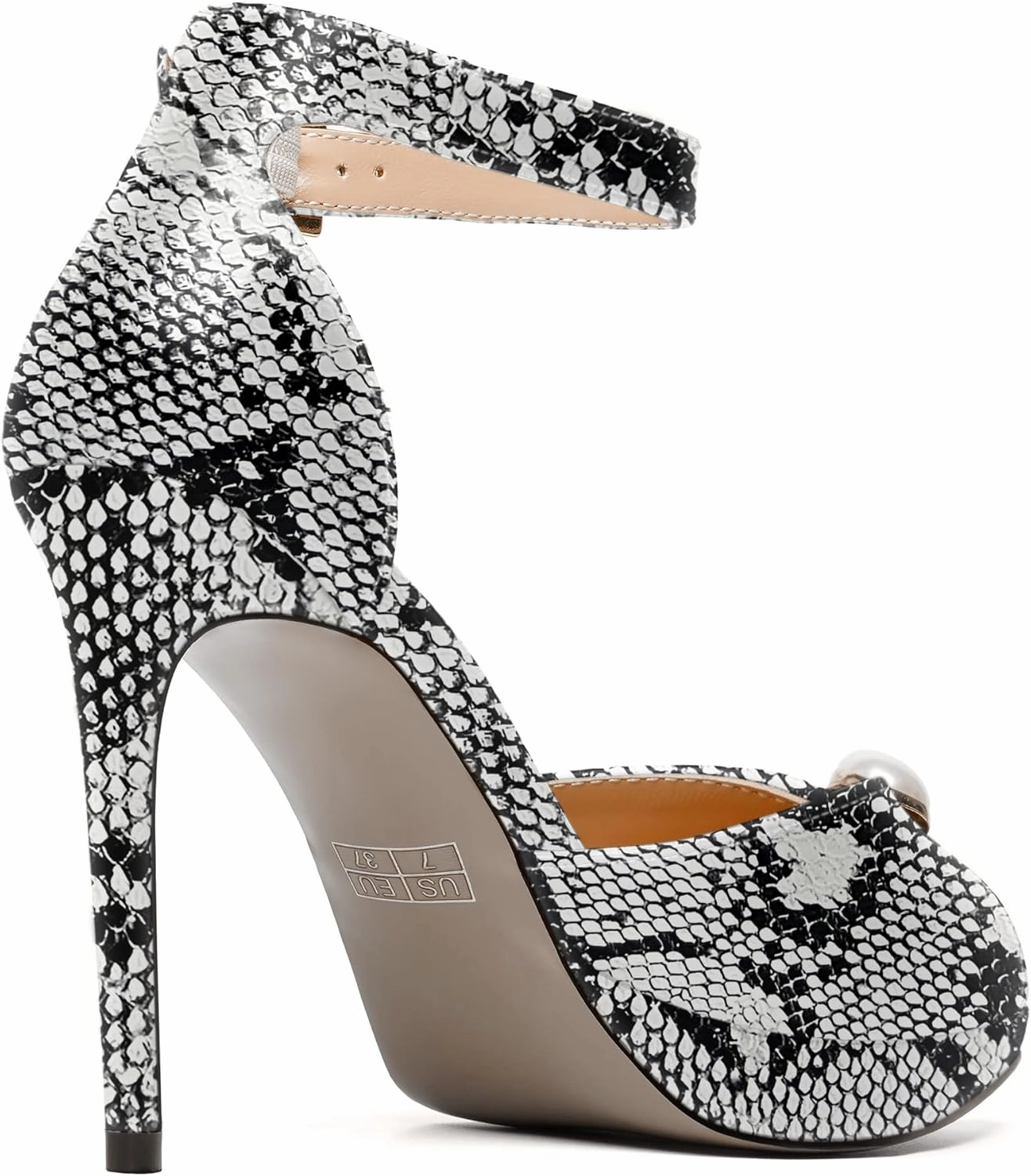 SKYSTERRY Womens Cute Peep Toe Platform Patent Ankle Strap Wedding Buckle Stiletto High Heel Pumps Shoes 4 Inch