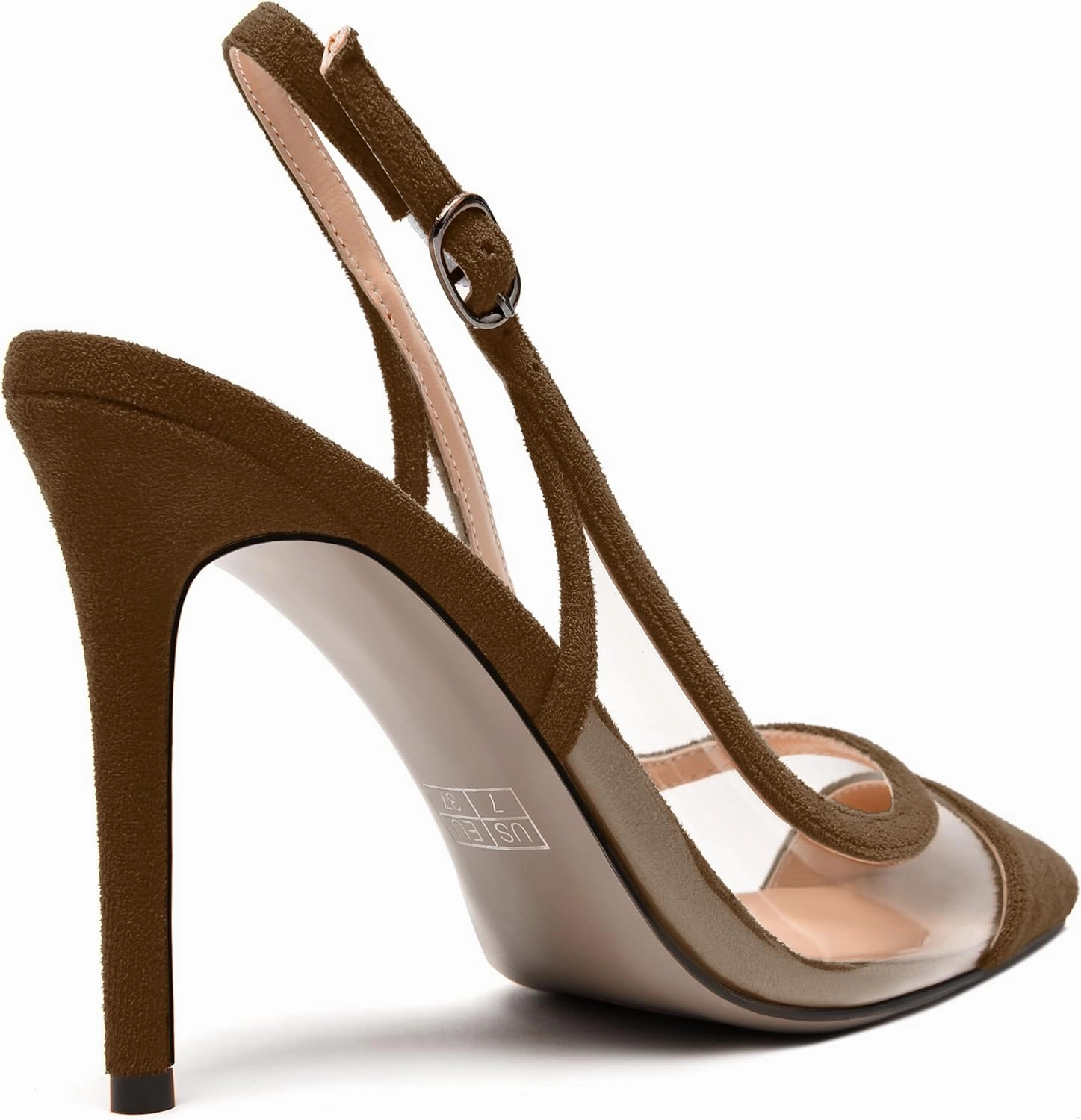 SKYSTERRY Womens Suede Buckle Slingback Pointed Toe Fashion Dating Stiletto High Heel Pumps Shoes 4 Inch