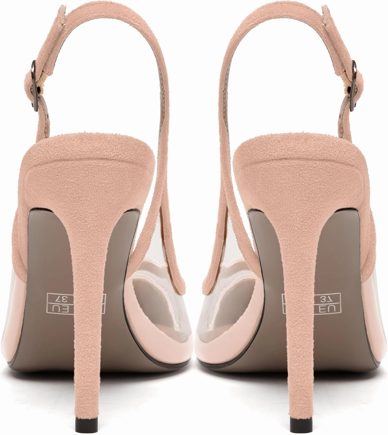 SKYSTERRY Womens Suede Buckle Slingback Pointed Toe Fashion Dating Stiletto High Heel Pumps Shoes 4 Inch