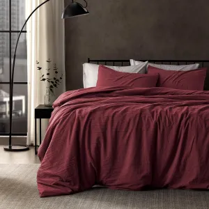 SLEEP ZONE Duvet Cover Full Size, Stone Washed, Soft and Comfortable with Natural Wrinkles, Easy Care, Gift-Wrapped, Safe and Skin-Friendly(Burgundy, Full)