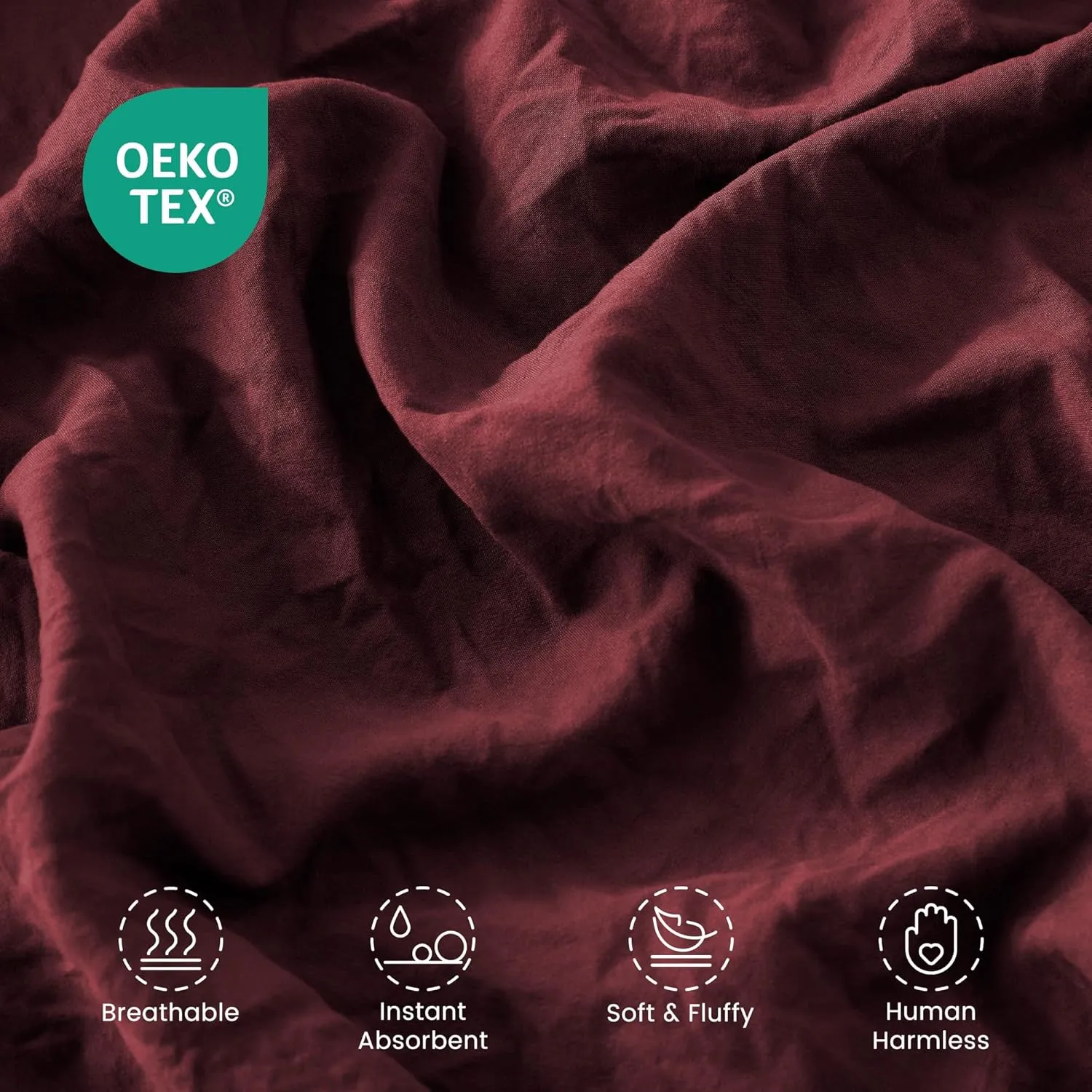 SLEEP ZONE Duvet Cover Full Size, Stone Washed, Soft and Comfortable with Natural Wrinkles, Easy Care, Gift-Wrapped, Safe and Skin-Friendly(Burgundy, Full)