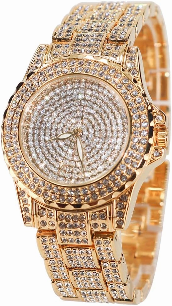 Smalody Round Luxury Women Watch Crystal Rhinestone Diamond Watches Stainless Steel Wristwatch Iced Out Watch with Japan Quartz Movement for Women | Simulated Lab Diamonds