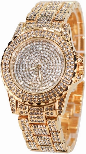 Smalody Round Luxury Women Watch Crystal Rhinestone Diamond Watches Stainless Steel Wristwatch Iced Out Watch with Japan Quartz Movement for Women | Simulated Lab Diamonds