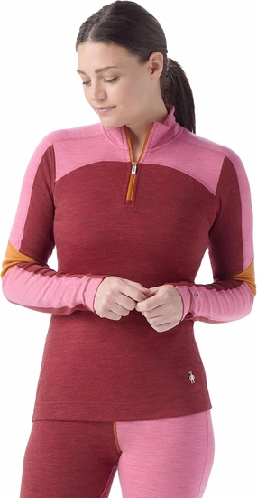 Smartwool Women's Classic Thermal Merino Base Layer Colorblock 1/4 Zip