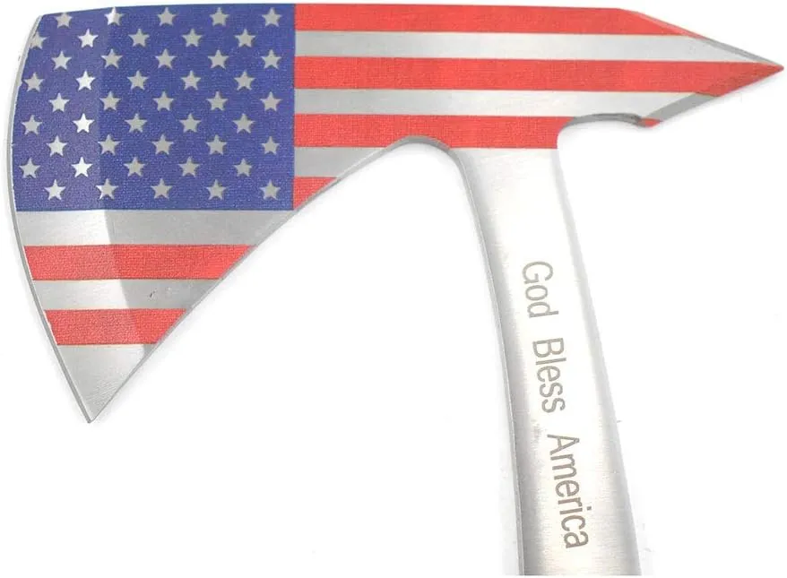 Snake Eye Tactical Tomahawk Throwing Knife, 9.5 Inch Overall Length, Stainless Steel Blade, with Nylon Sheath (USA Flag (Pair))