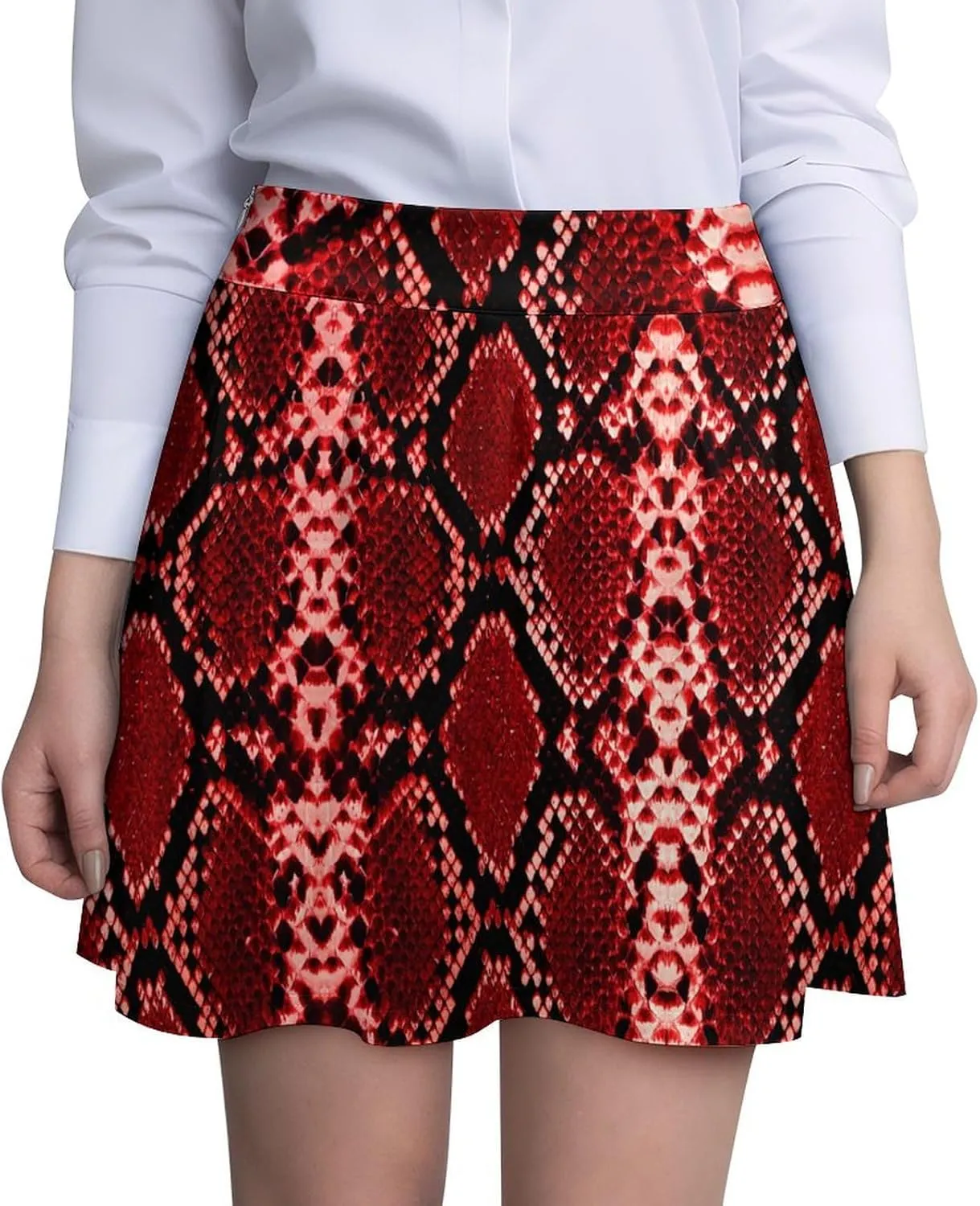 Snake Skin Pattern Red Short Skirts Women Sexy Golf Skirt High Waist Above Knee Gym Minishort Summer Casual Bottoms
