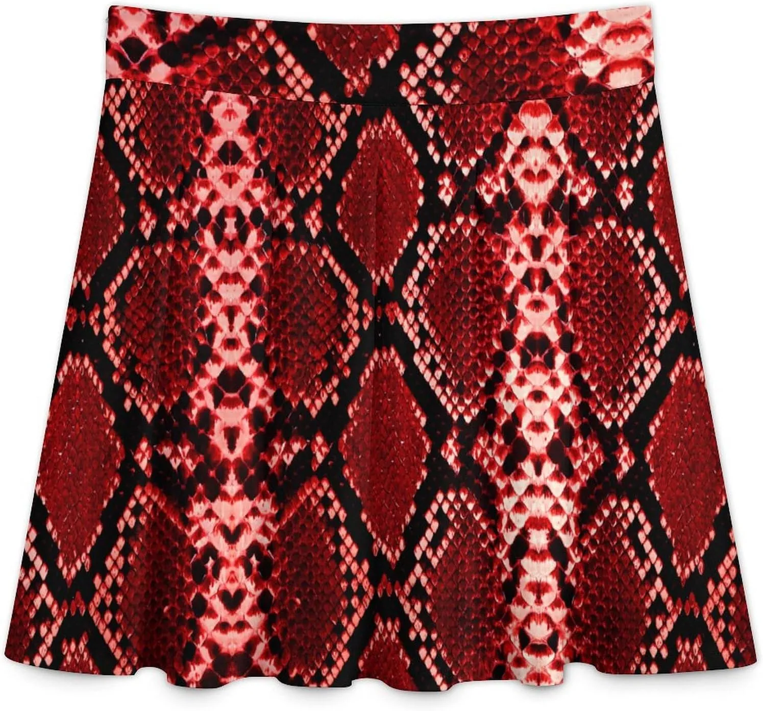 Snake Skin Pattern Red Short Skirts Women Sexy Golf Skirt High Waist Above Knee Gym Minishort Summer Casual Bottoms