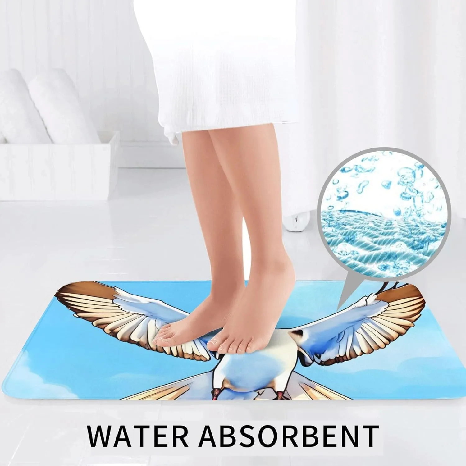 Soft and Comfortable Flannel Bathroom Non Slip Rugs,Super Absorbent Anti-Skid Carpet 3 Pieces/Set Seagulls in Flight