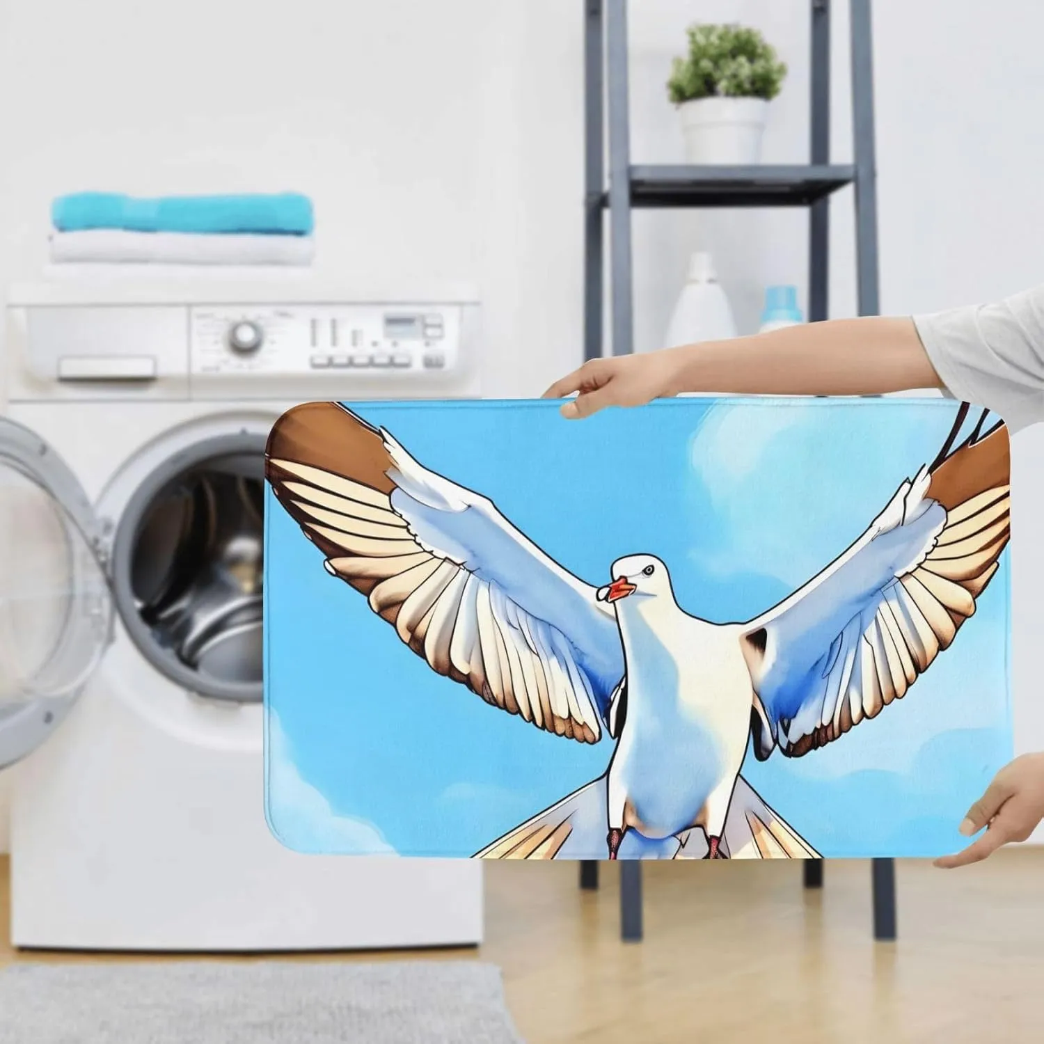 Soft and Comfortable Flannel Bathroom Non Slip Rugs,Super Absorbent Anti-Skid Carpet 3 Pieces/Set Seagulls in Flight