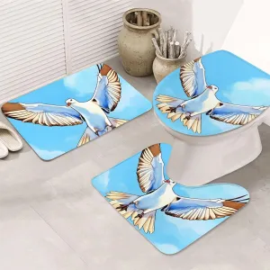 Soft and Comfortable Flannel Bathroom Non Slip Rugs,Super Absorbent Anti-Skid Carpet 3 Pieces/Set Seagulls in Flight